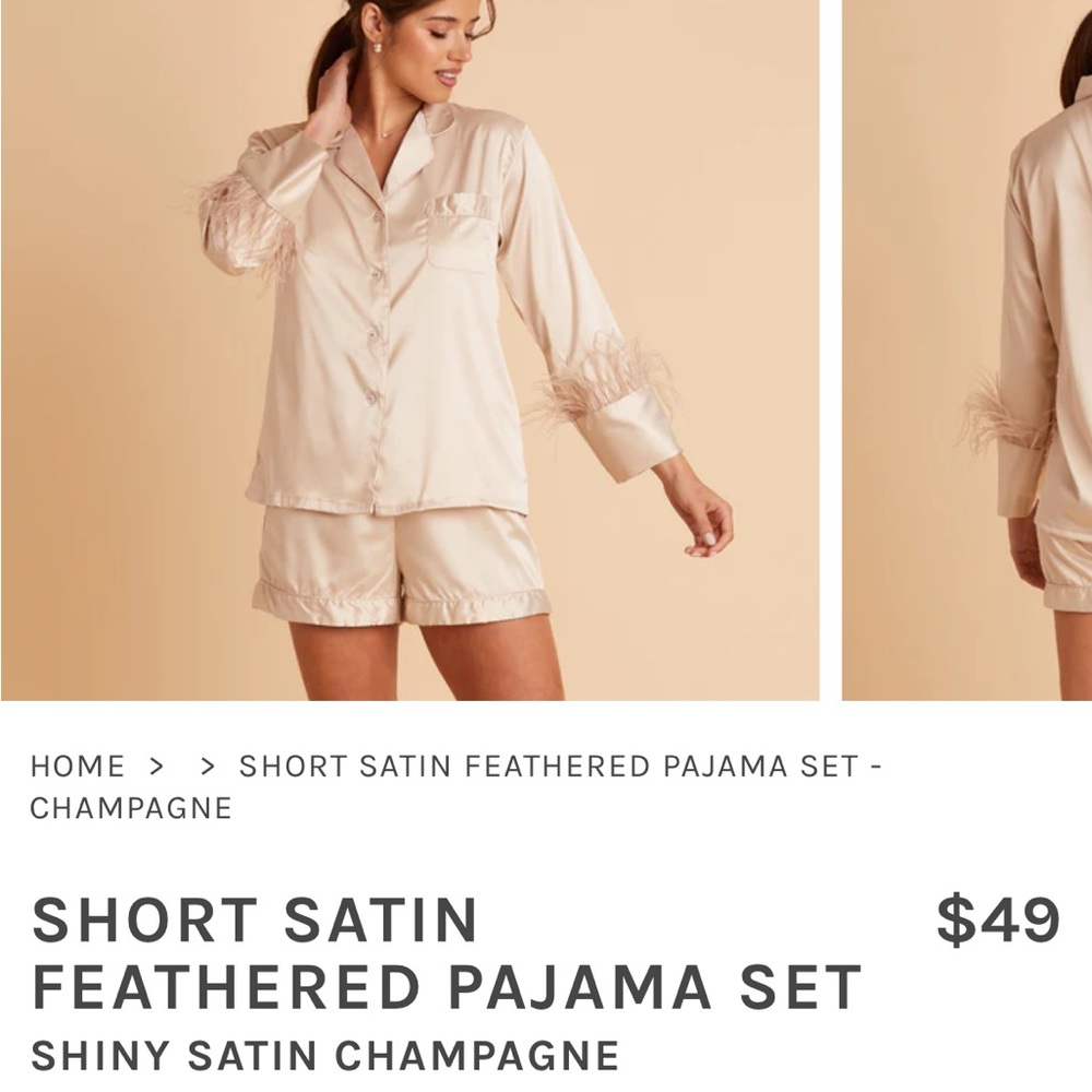 Short Satin feathered Pajama Set